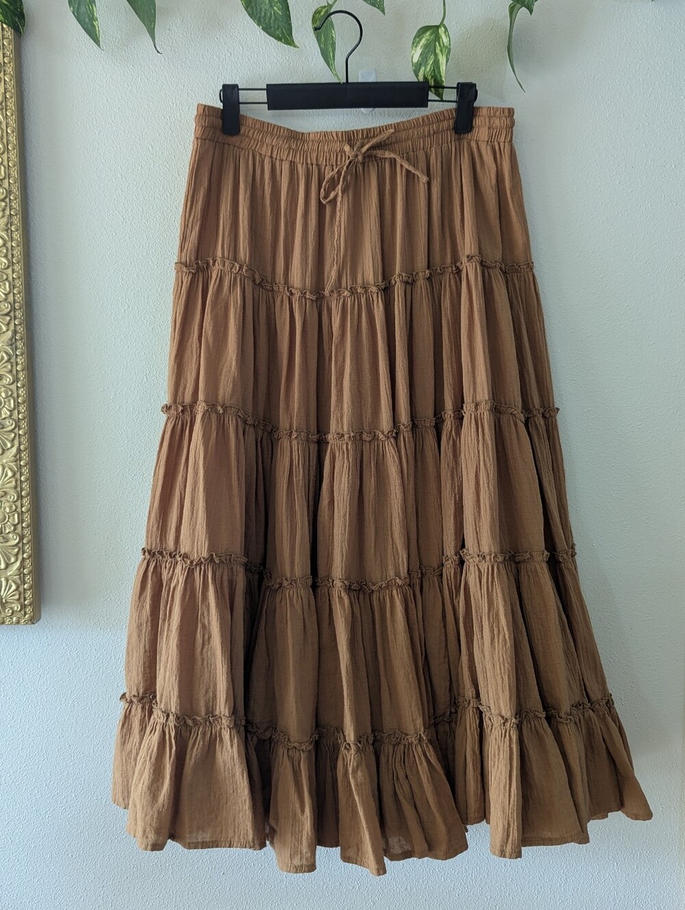 Voluminous Rust Brown Tiered Skirt